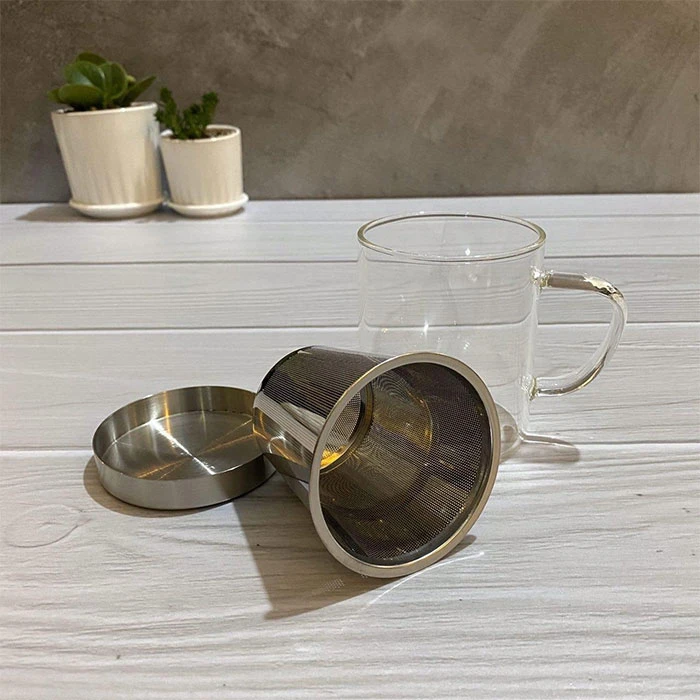 لیوان دمنوش پیرکس درب استیل - Image 5