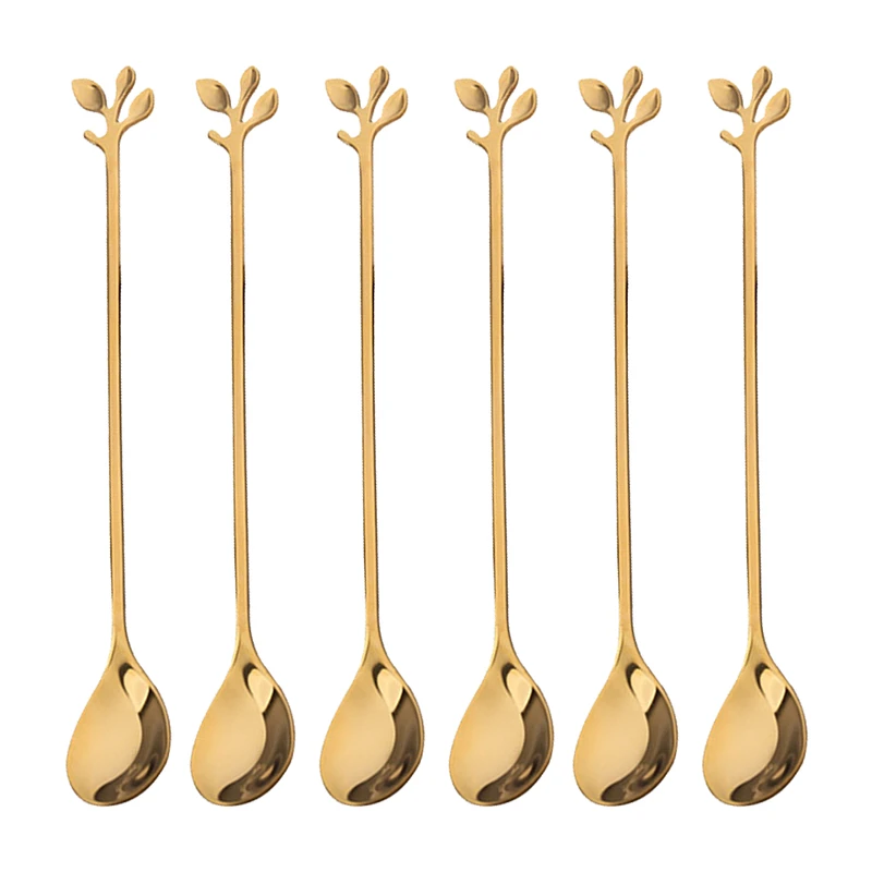 قاشق شربت خوری مدل برگ 6 عددی